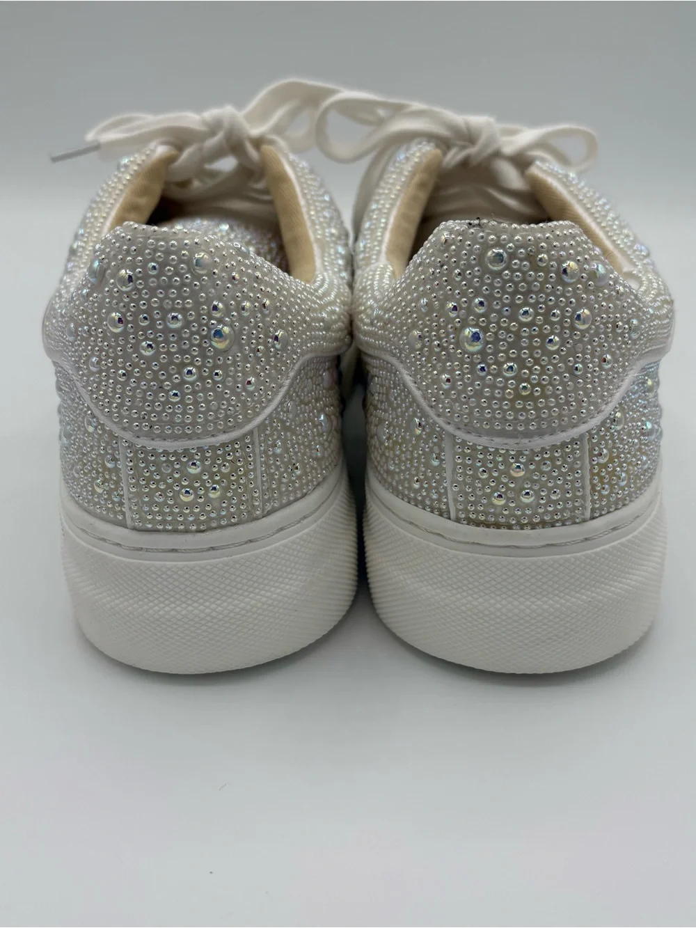 Betsey Johnson Sidny Pearl Rhinestone Platform Sneakers Bridal Women Size 7
